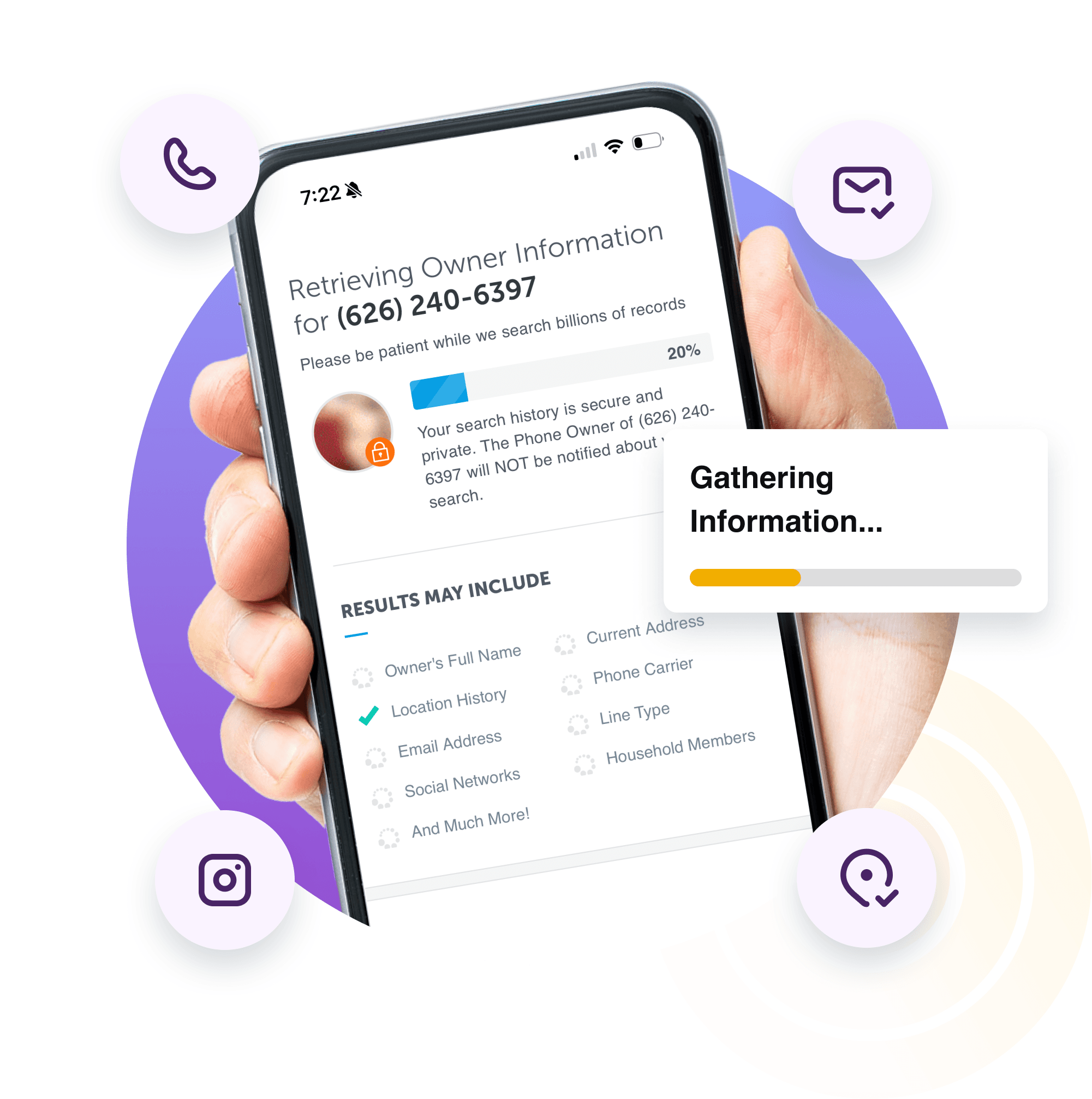 An instant reverse phone lookup on AnyWho finds owner information and location.